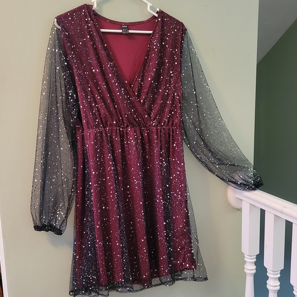 XL Maroon Sparkly Dress